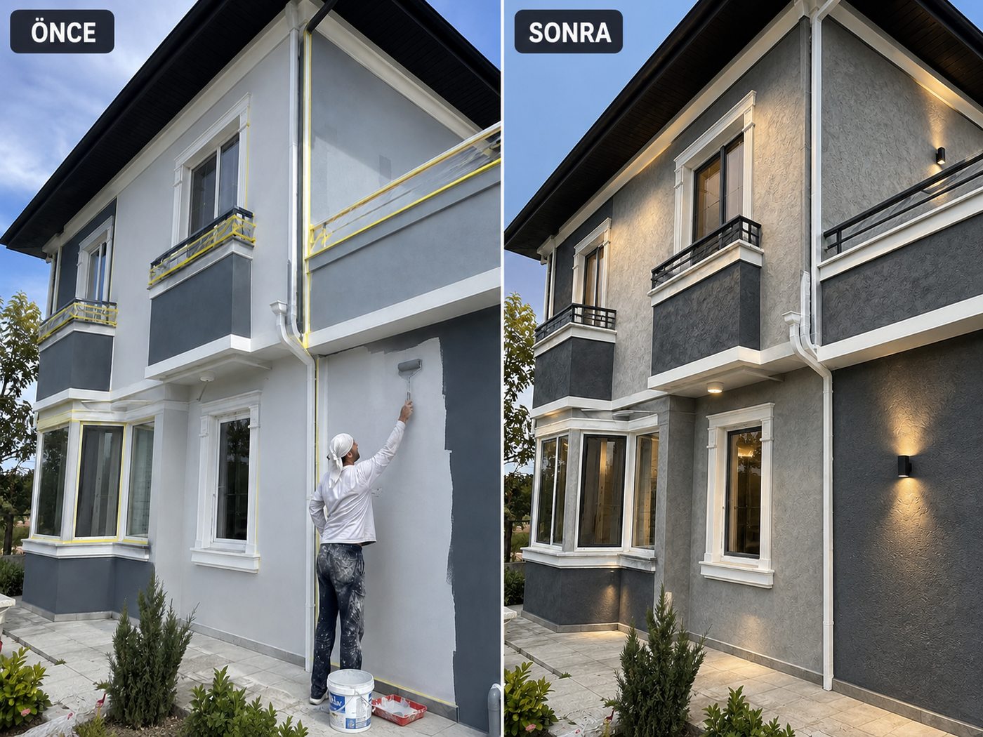 Narlıdere dış cephe boya öncesi ve sonrası