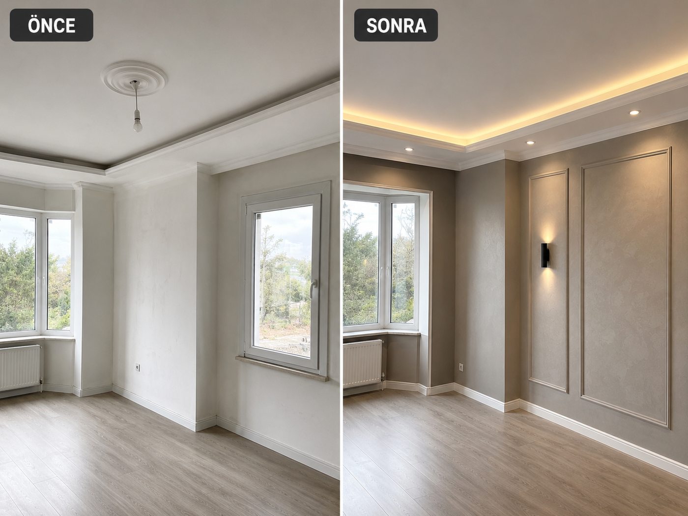 Narlıdere iç cephe boya öncesi ve sonrası